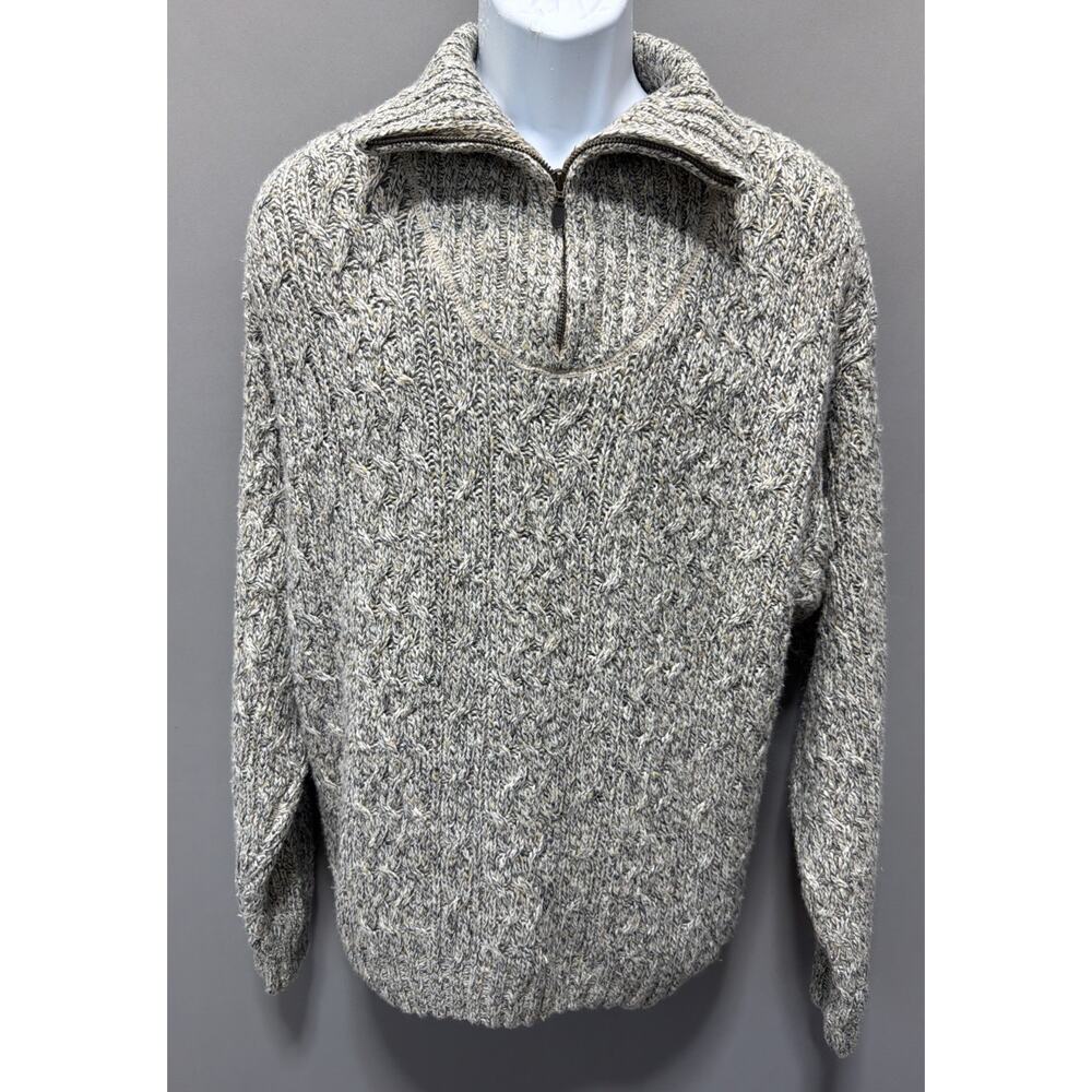 Vintage 90s Fieldmaster Mens Wool Blend Mock Neck 1/4 Zip Chunky Knit Sweater L